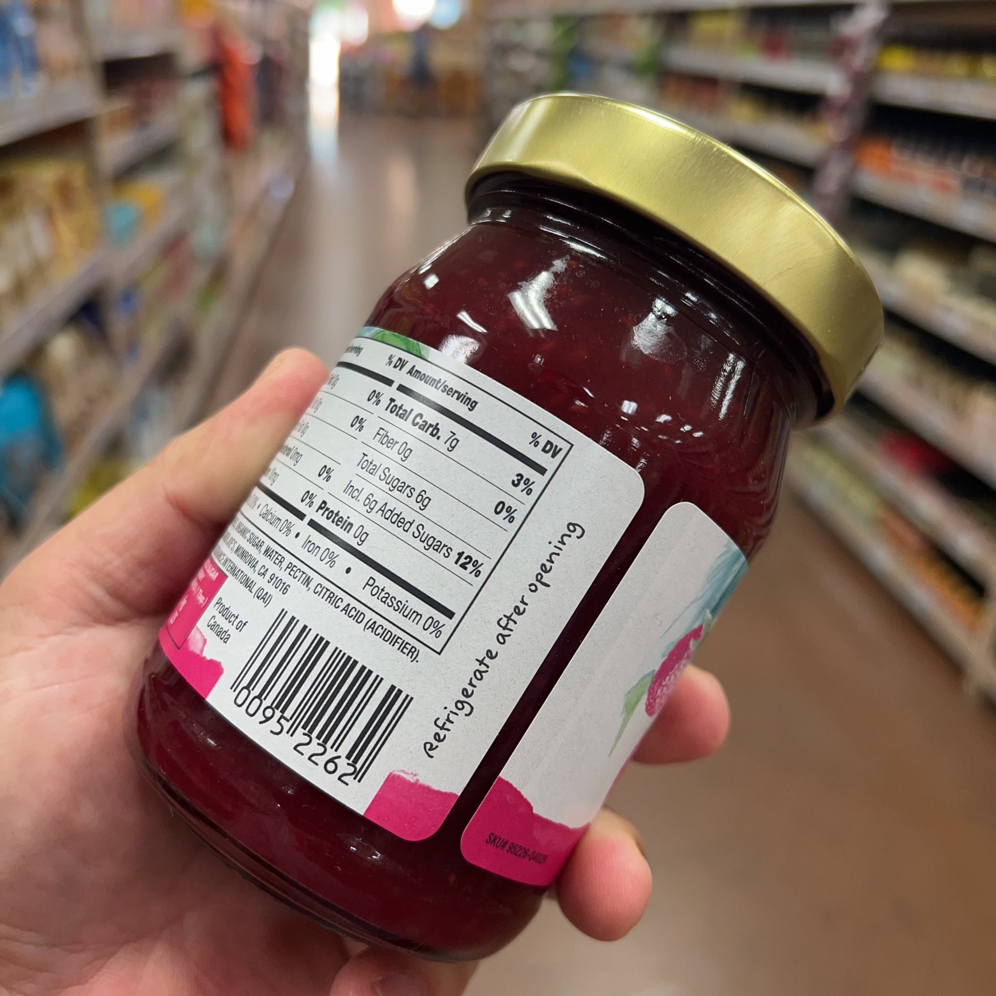 Trader Joe's Organic Reduced Sugar Raspberry Preserves