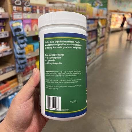 Trader Joe's Organic Hemp Protein Powder Vanilla Flavored 16 oz – package detail view 4