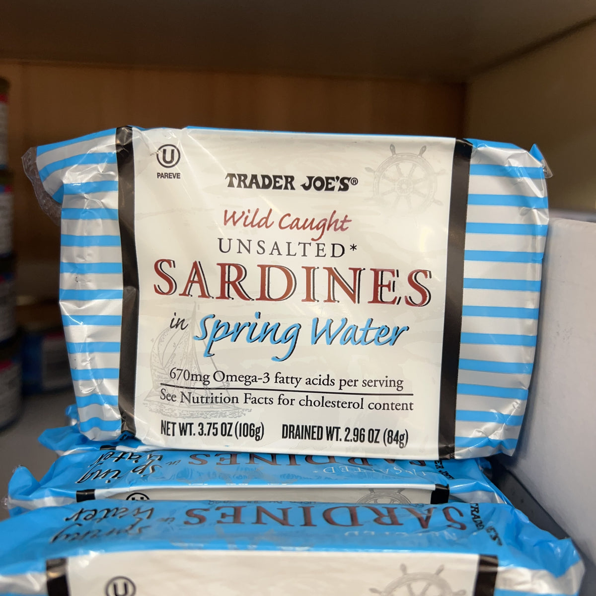 Trader Joe's Wild Caught Unsalted Sardines in Spring Water 3.75 oz