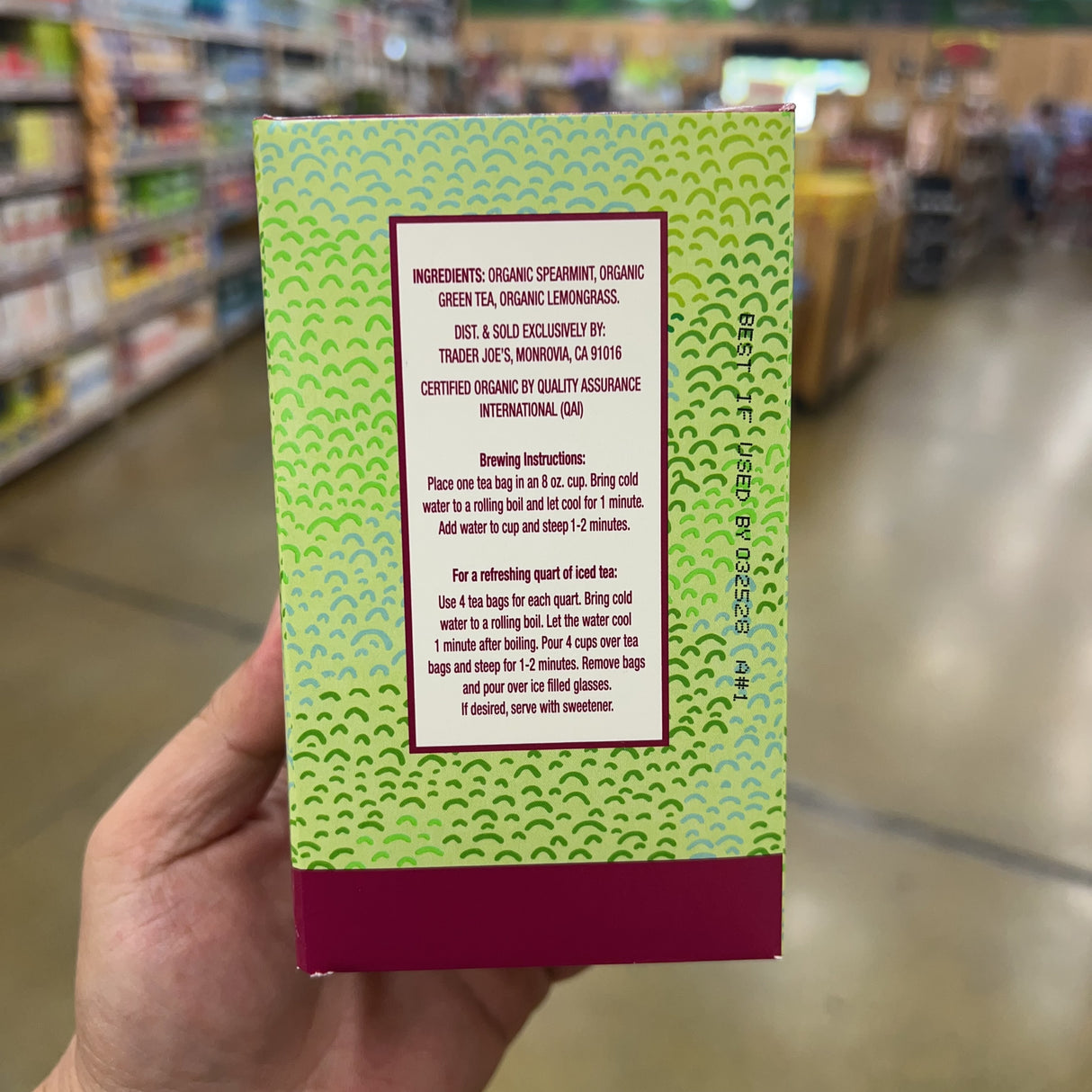 Trader Joe's Organic Moroccan Mint Green Tea 20 Bags 1.27 oz product image 4
