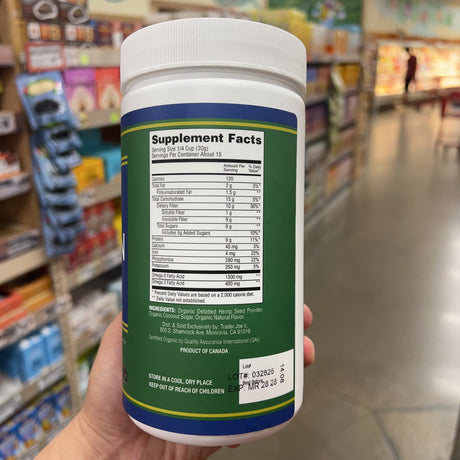 Trader Joe's Organic Hemp Protein Powder Vanilla Flavored 16 oz – package detail view 7
