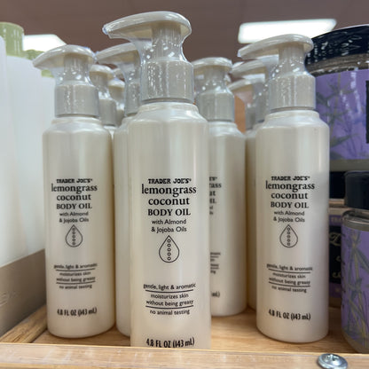 Trader Joe's Lemongrass Coconut Body Oil Jojoba & Almond 4.8 fl oz