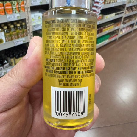 Trader Joe's Multi-Botanical Repair Hair Oil 1 fl oz 450°F Heat Protectant