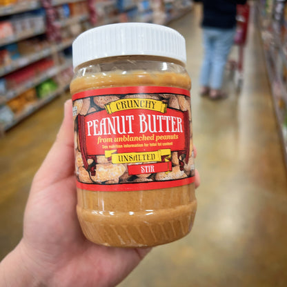 Trader Joe's Peanut Butter from Unblanched Peanuts No Additives 16 oz Crunchy Unsalted