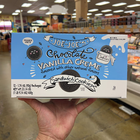 Trader Joe's Chocolate Vanilla Creme Sandwich Cookies — product label detail