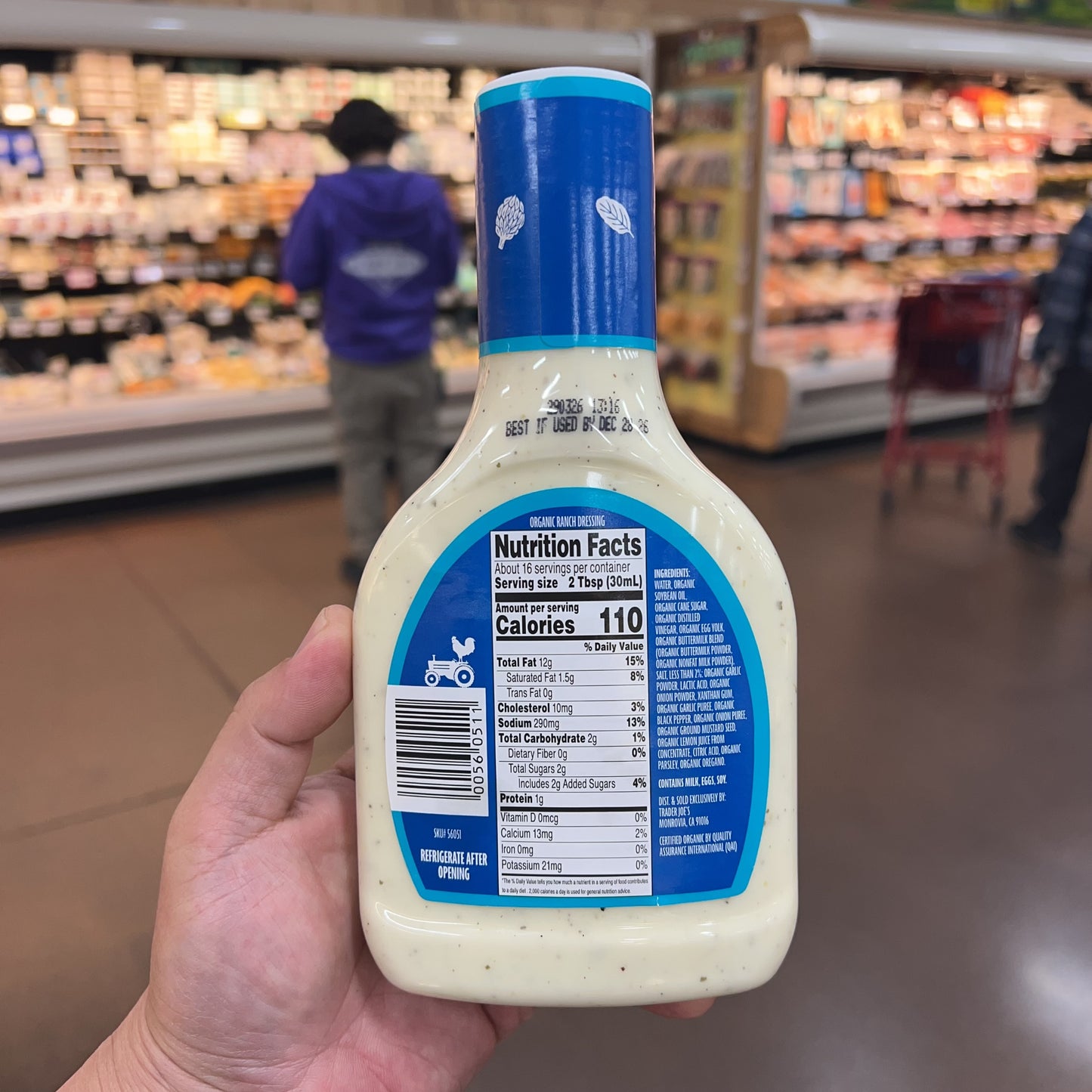 Trader Joe's Organic Ranch Dressing USDA Certified Organic • Net Wt. 16 fl oz (473mL)