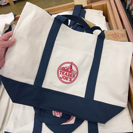 Trader Joe's Large Canvas Tote Bag in Navy Blue (2026), additional product view 4