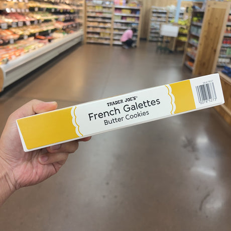 Trader Joe's French Galettes Butter Cookies box side with SKU 78517 and UPC barcode