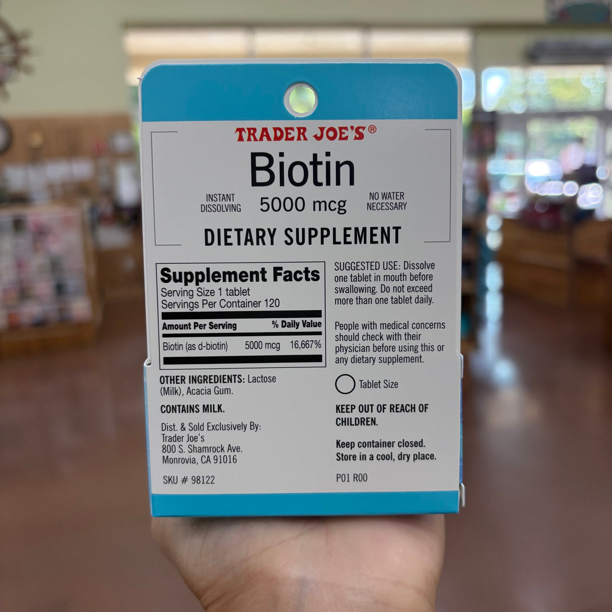 Trader Joe's Biotin 5000 mcg Instant Dissolving 120 Tablets product image 2
