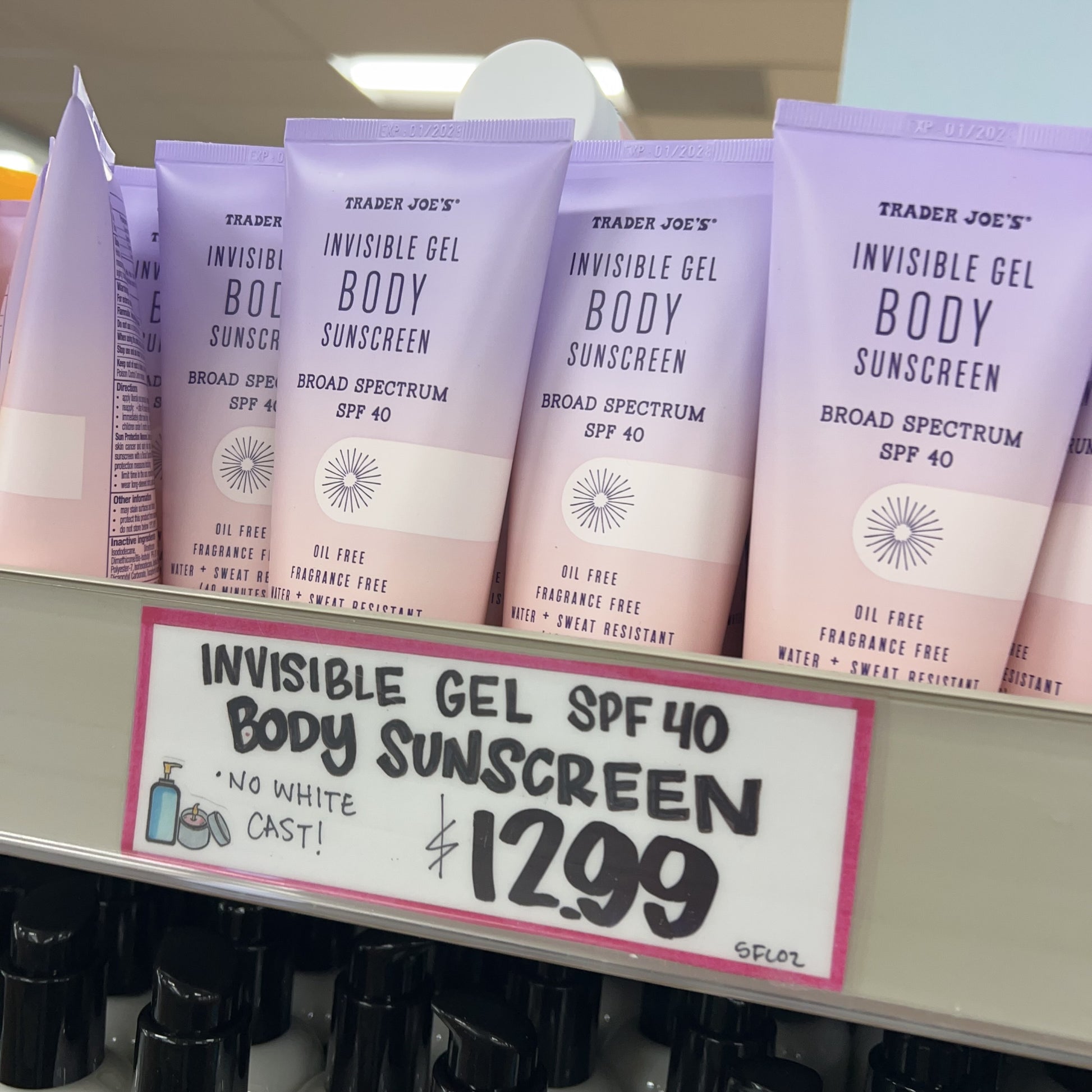 Trader Joe's Invisible Gel Body Sunscreen SPF 40 | Lightweight, Non-Greasy Broad Spectrum | 5 FL OZ (147mL)