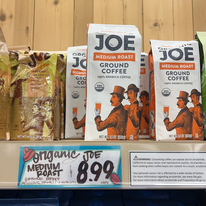 Trader Joe's Organic Joe Medium Roast Ground Coffee USDA Organic 100% Arabica 14 oz