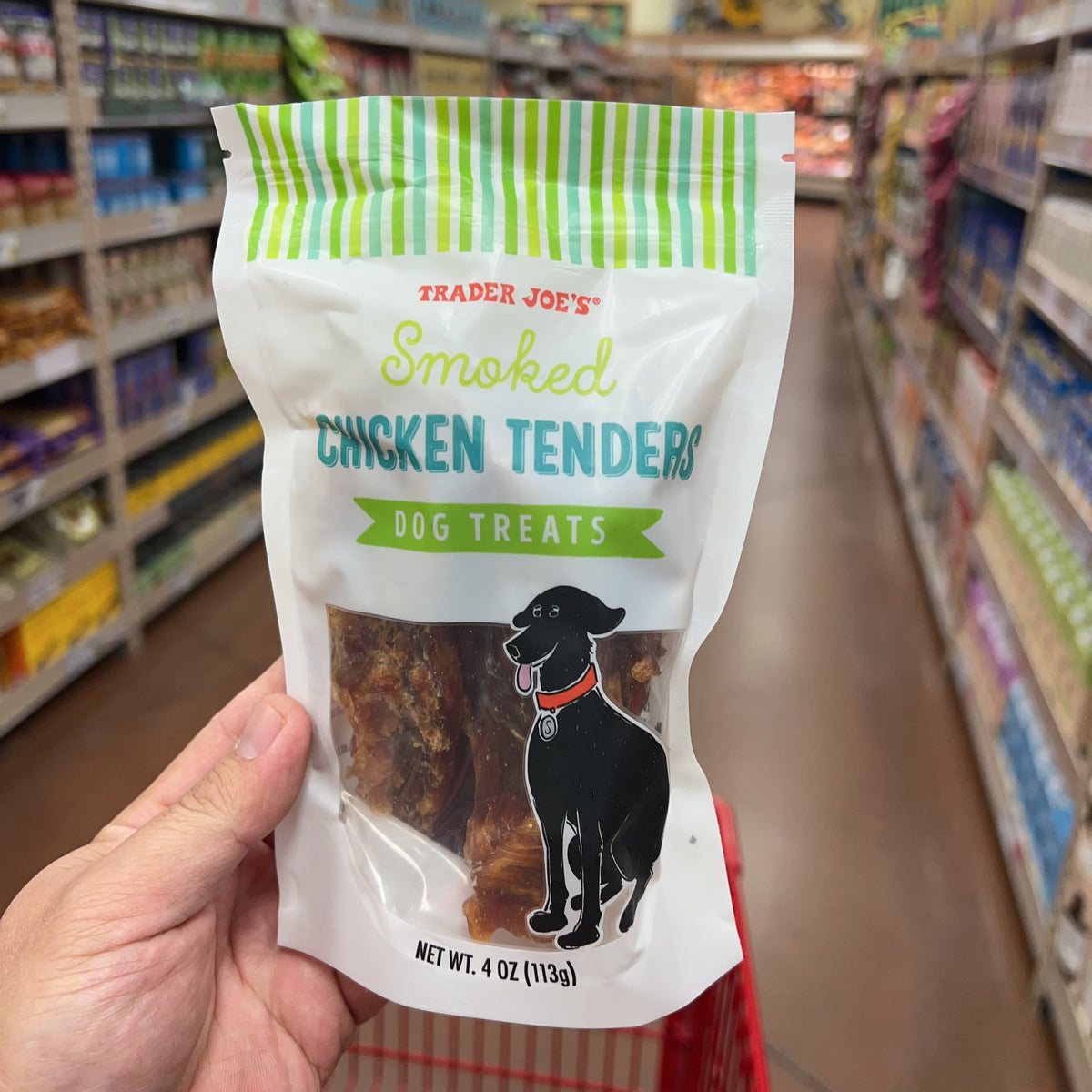 Trader Joe's Smoked Chicken Tenders Dog Treats — front package view