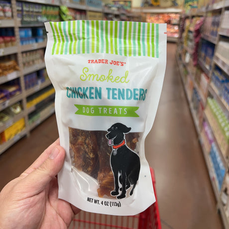 Trader Joe's Smoked Chicken Tenders Dog Treats — front package view