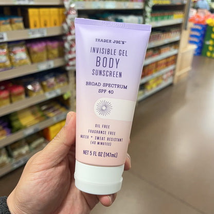 Trader Joe's Invisible Gel Body Sunscreen SPF 40 Broad Spectrum 5 fl oz