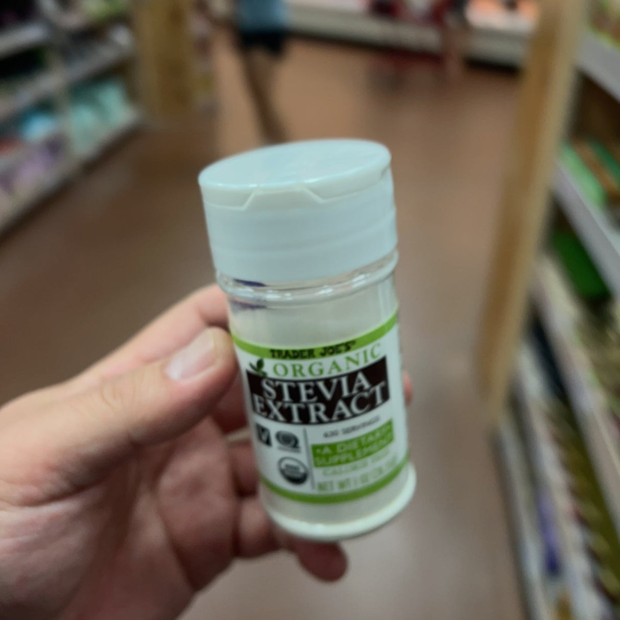 Trader Joe's Organic Stevia Extract Powder 1 oz 28.35g — back label with usage instructions