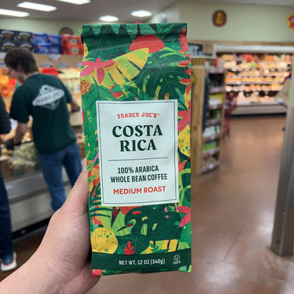 Trader Joe's Costa Rica Whole Bean Coffee 100% Arabica Medium Roast 12 oz