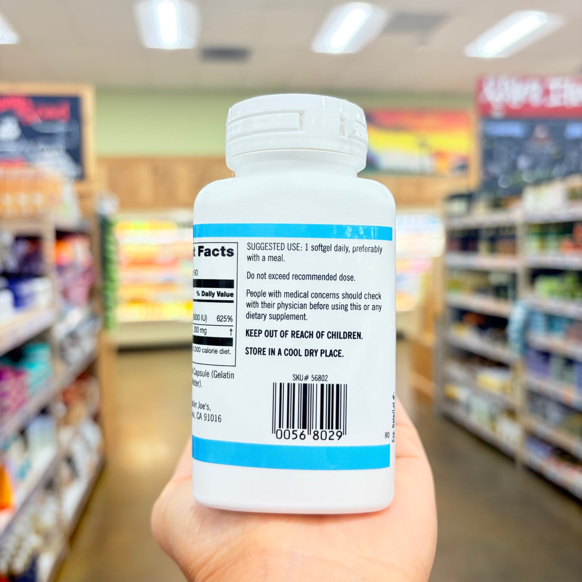 Trader Joe's Vitamin D3 125 mcg (5000 IU) Dietary Supplement 90 Softgels