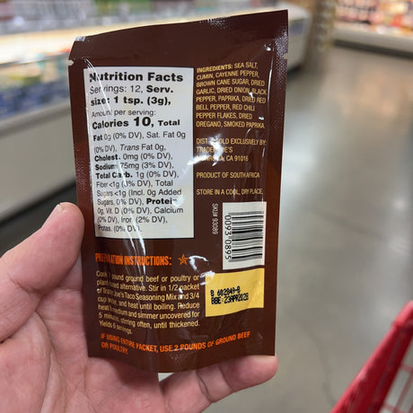 Trader Joe's Taco Seasoning Mix 1.3 oz Pack of 3 — additional package detail