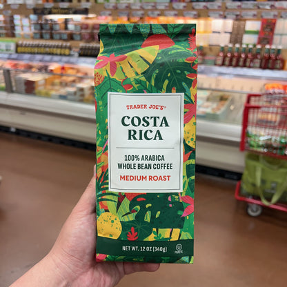 Trader Joe's Costa Rica Whole Bean Coffee 100% Arabica Medium Roast 12 oz