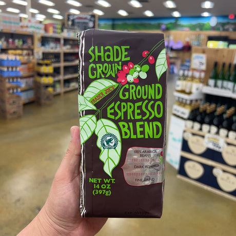 Trader Joe's Shade Grown Ground Espresso Blend Dark Roast 100% Arabica Fine Grind 14 oz