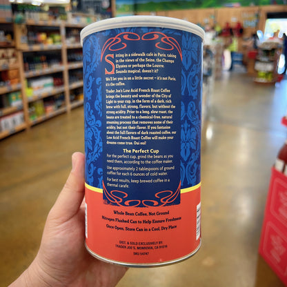 Trader Joe's French Roast Low Acid Whole Bean Coffee Dark Roast 13oz