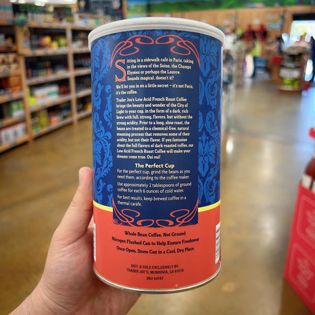 Trader Joe's French Roast Low Acid Whole Bean Coffee Dark Roast 13oz