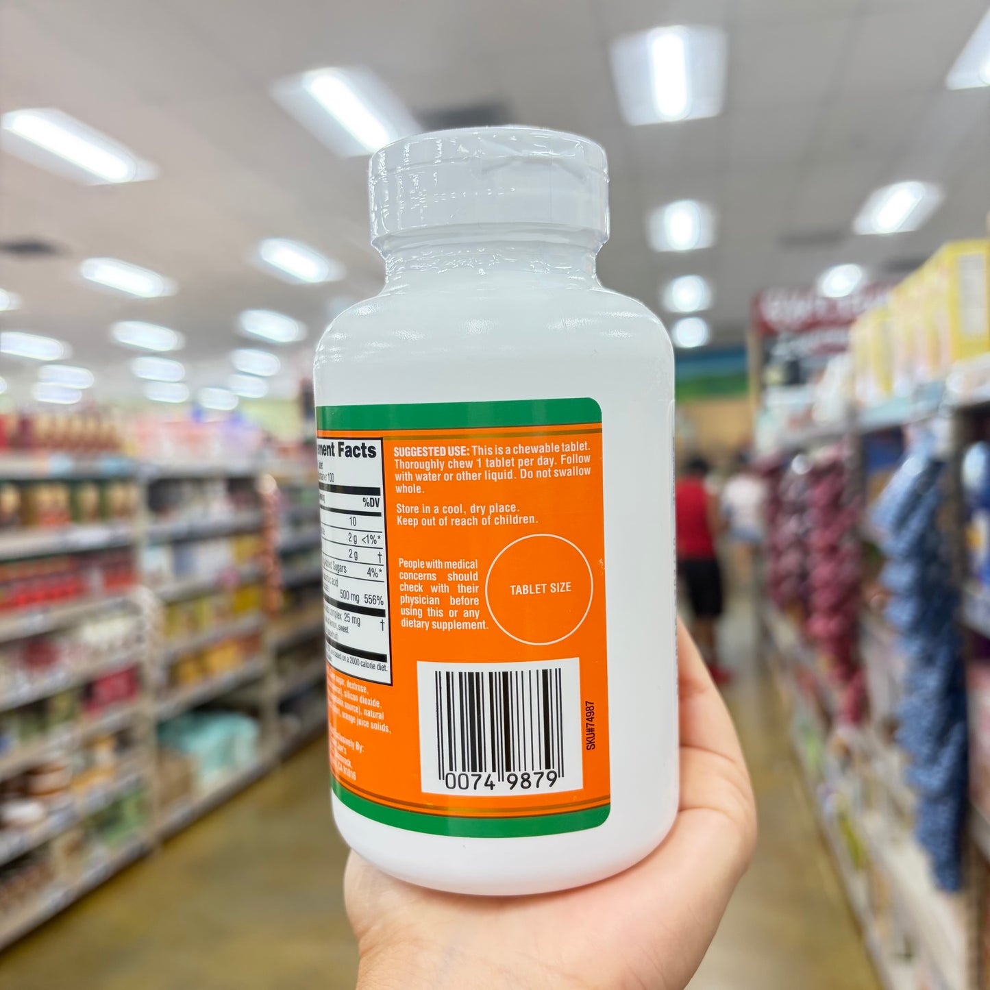 Trader Joe's Chewable Orange Flavored Vitamin C 500 mg Dietary Supplement 100 Tablets