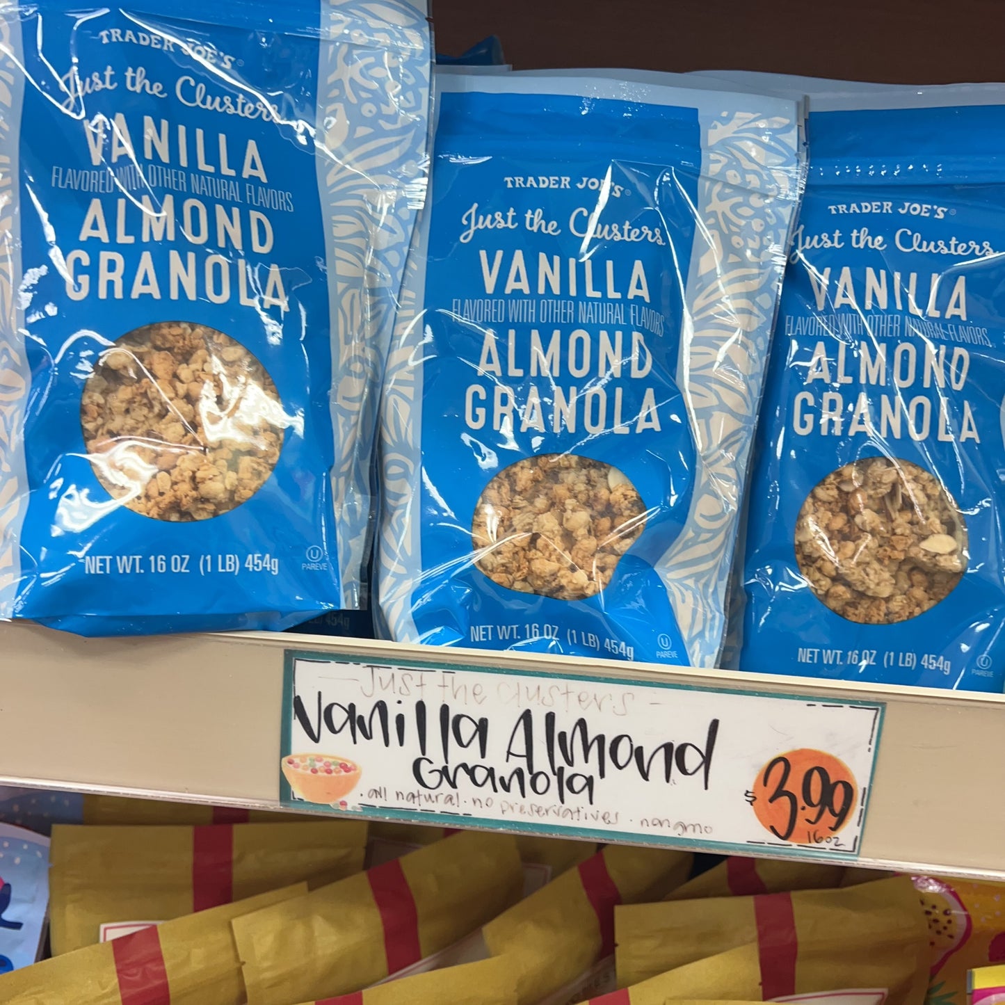Trader Joe's Just the Clusters Vanilla Almond Granola, 16 oz (1 lb / 454g)