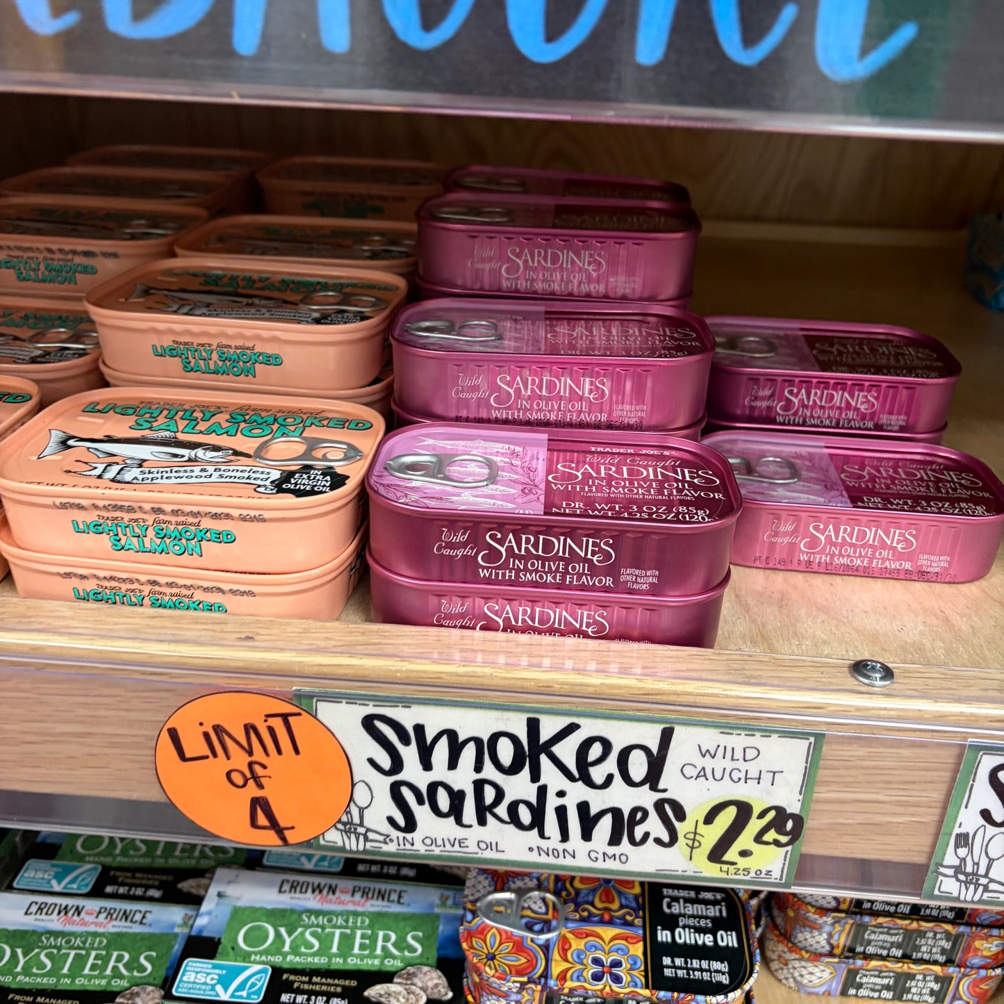 Trader Joe's Wild Caught Sardines in Olive Oil with Smoke Flavor 3 oz (85g Drained)