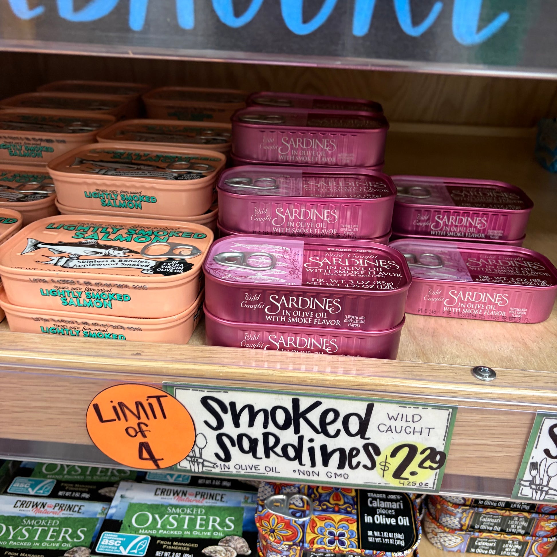 Trader Joe's Wild Caught Sardines in Olive Oil with Smoke Flavor 3 oz (85g Drained)