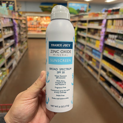 Trader Joe's Zinc Oxide Mineral Sunscreen Spray SPF 30 Broad Spectrum 6 oz — available online