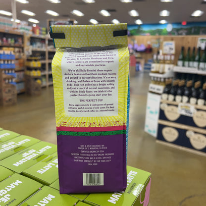 Trader Joe's Organic Fair Trade Wake Up Blend Ground Coffee Medium Roast 100% Arabica 14 oz