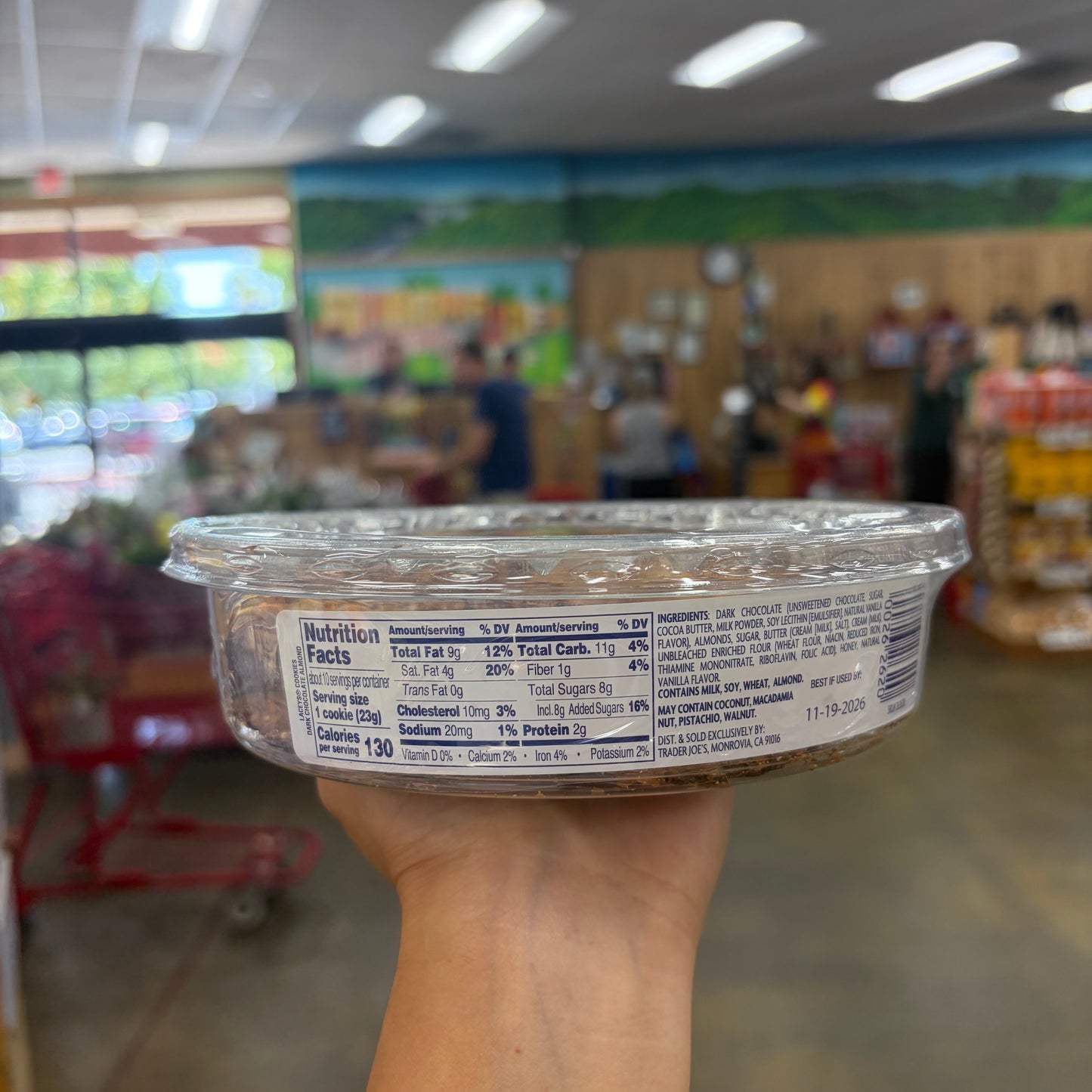 Trader Joe's Laceys Cookies Dark Chocolate Almond 8 oz (227g)