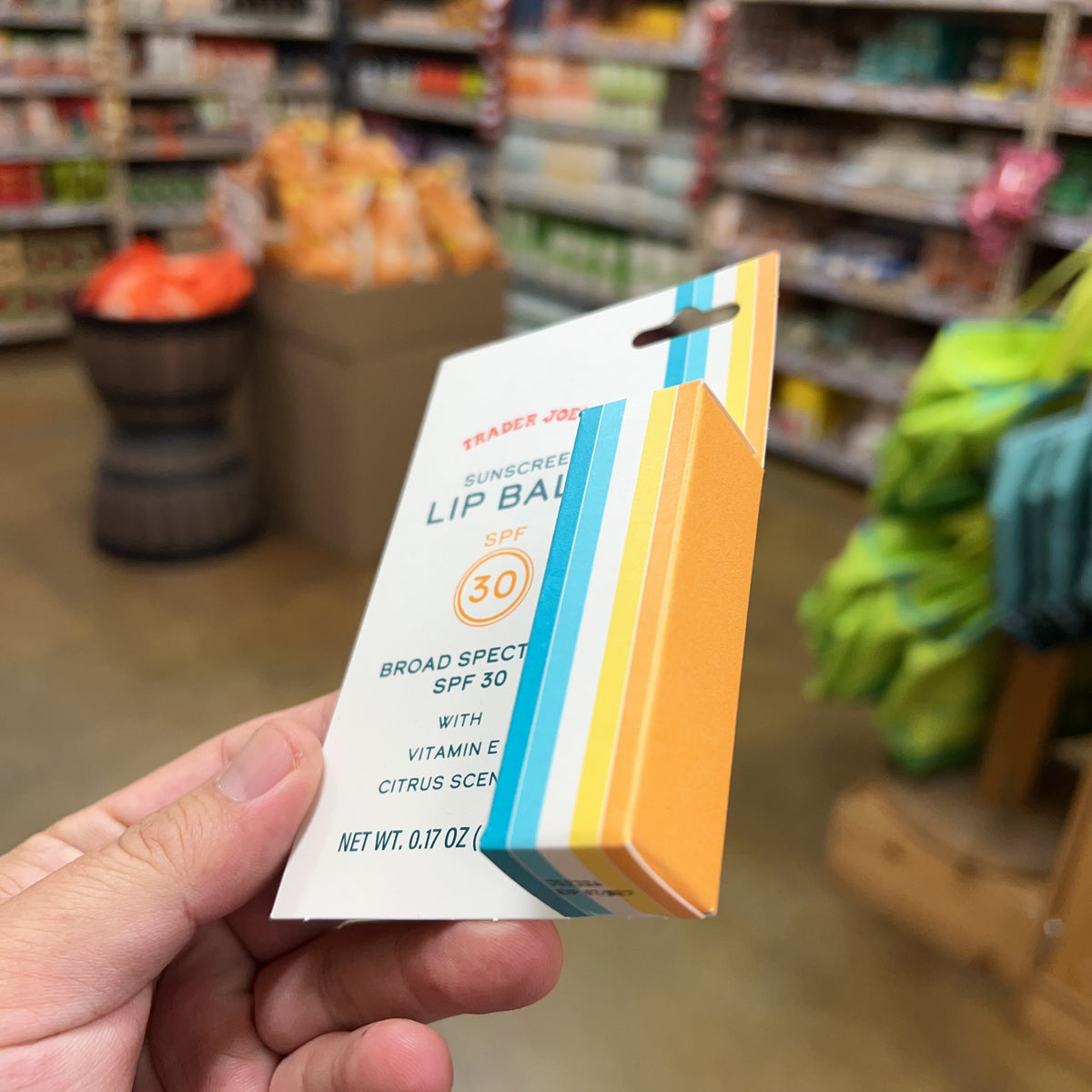 Trader Joe's Sunscreen Lip Balm SPF 30 — product label detail