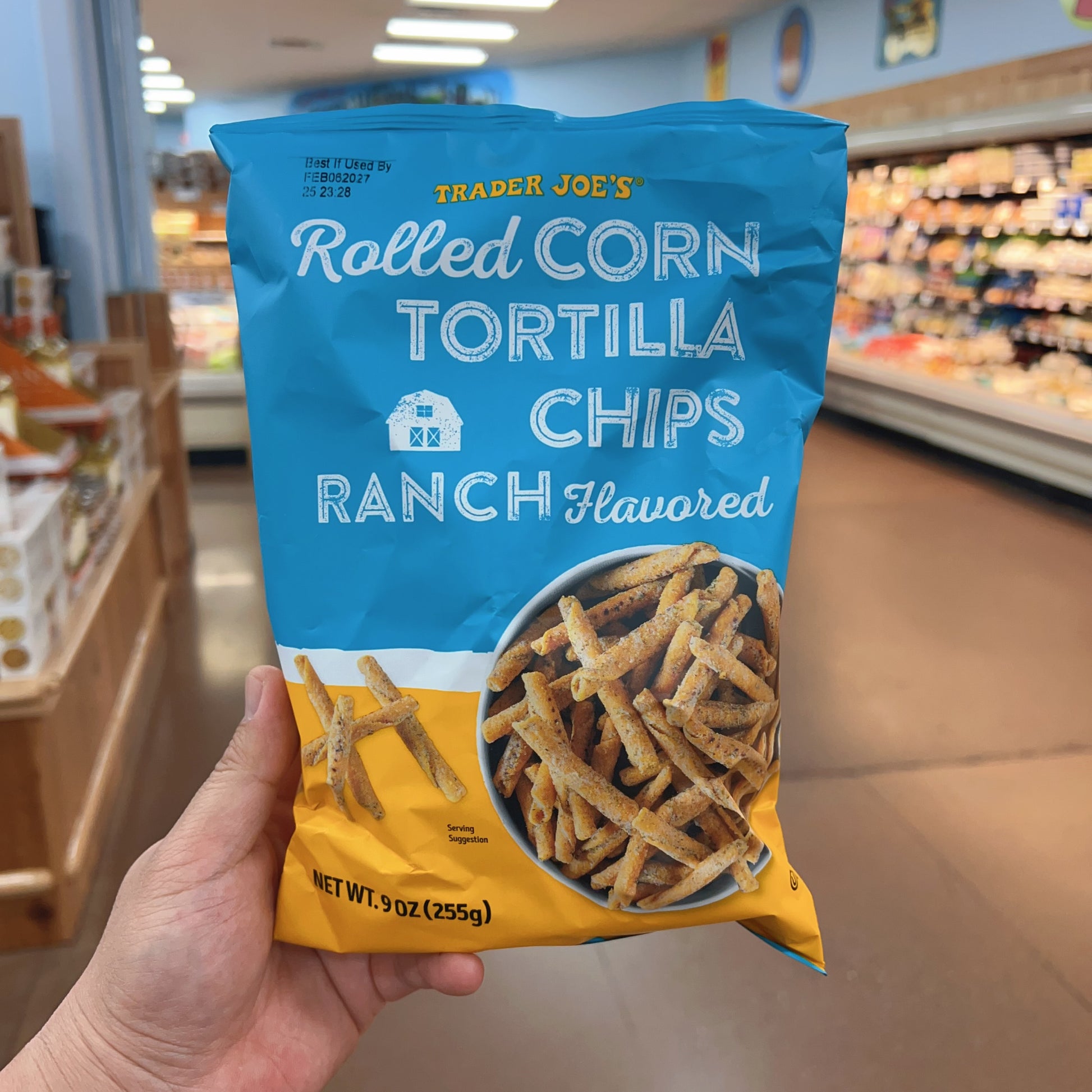 Trader Joe's Rolled Corn Tortilla Chips Ranch Flavored Net Wt. 9 oz (255g)