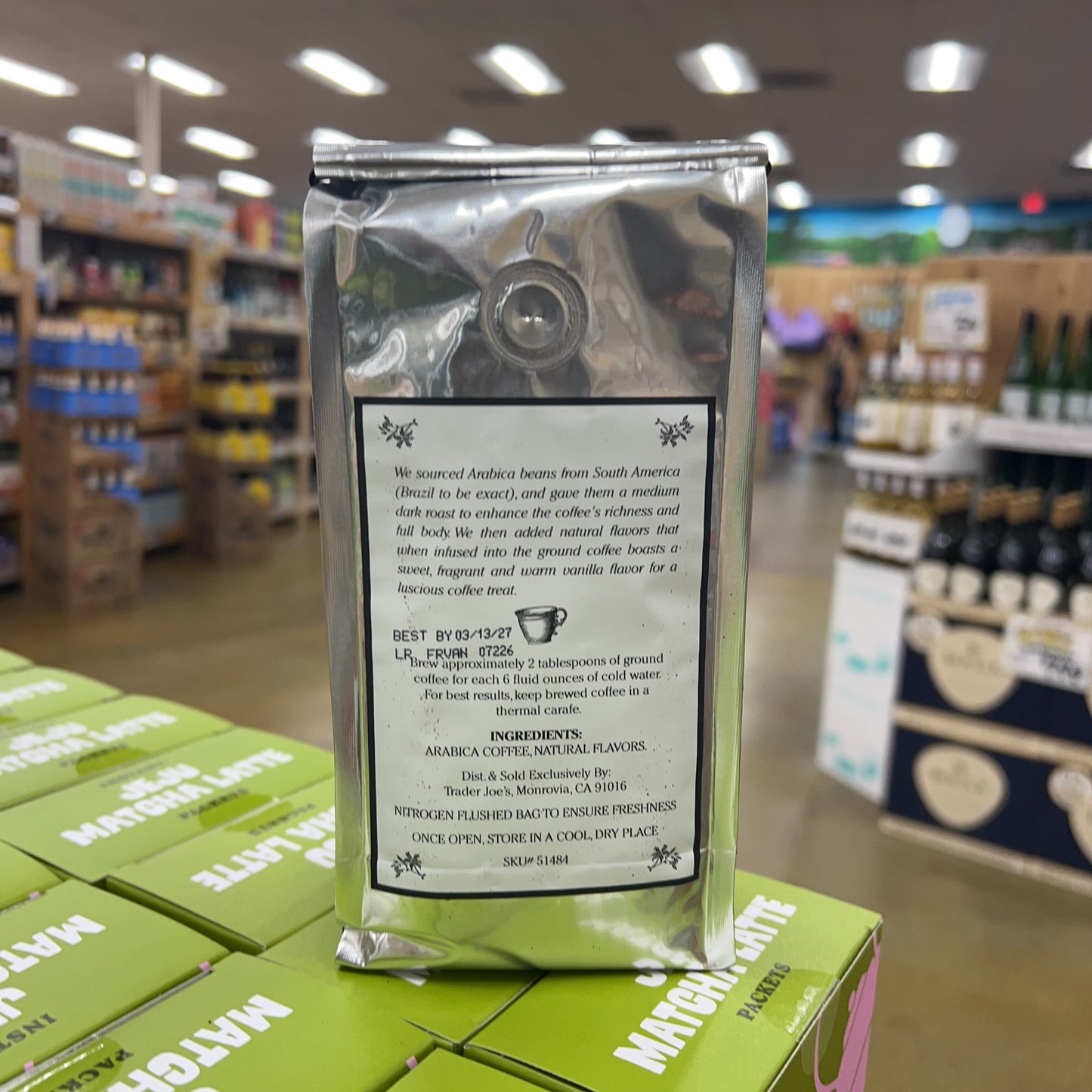Trader Joe's French Vanilla Coffee Medium Dark Roast Ground 100% Arabica 14 oz