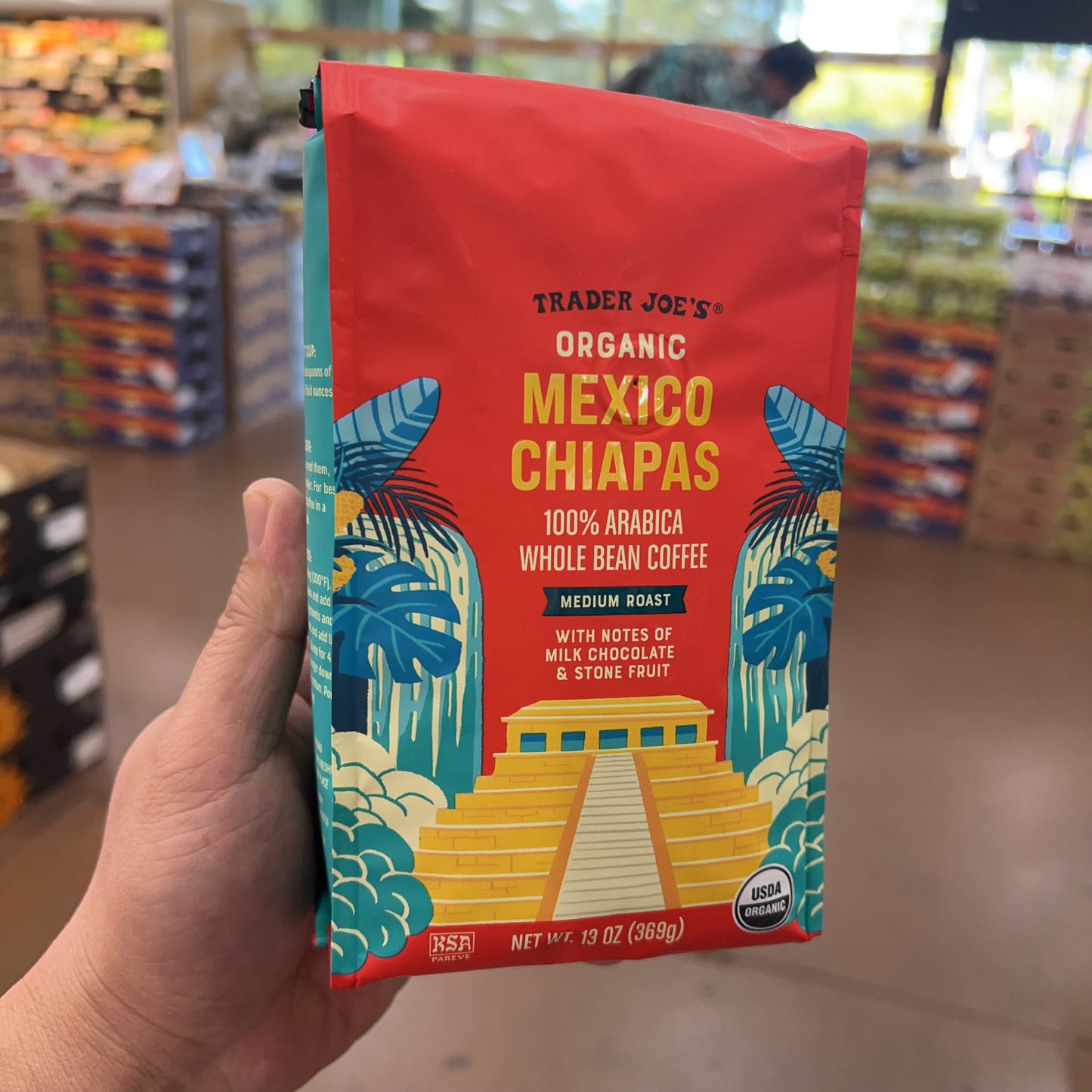 Trader Joe's Organic Mexico Chiapas Whole Bean Coffee, 13 oz