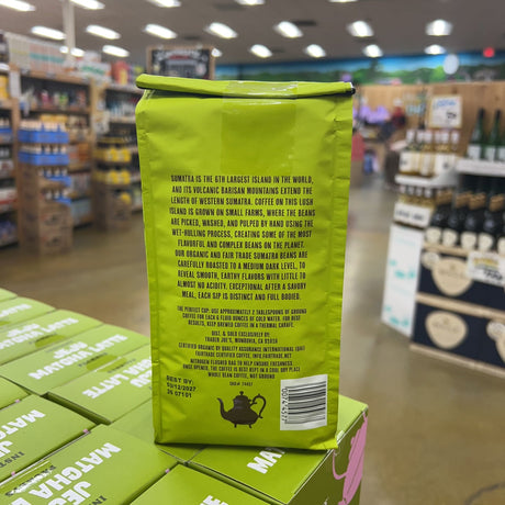 Trader Joe's Fair Trade Organic Sumatra Coffee Medium Dark Roast 100% Arabica Whole Bean 13 oz