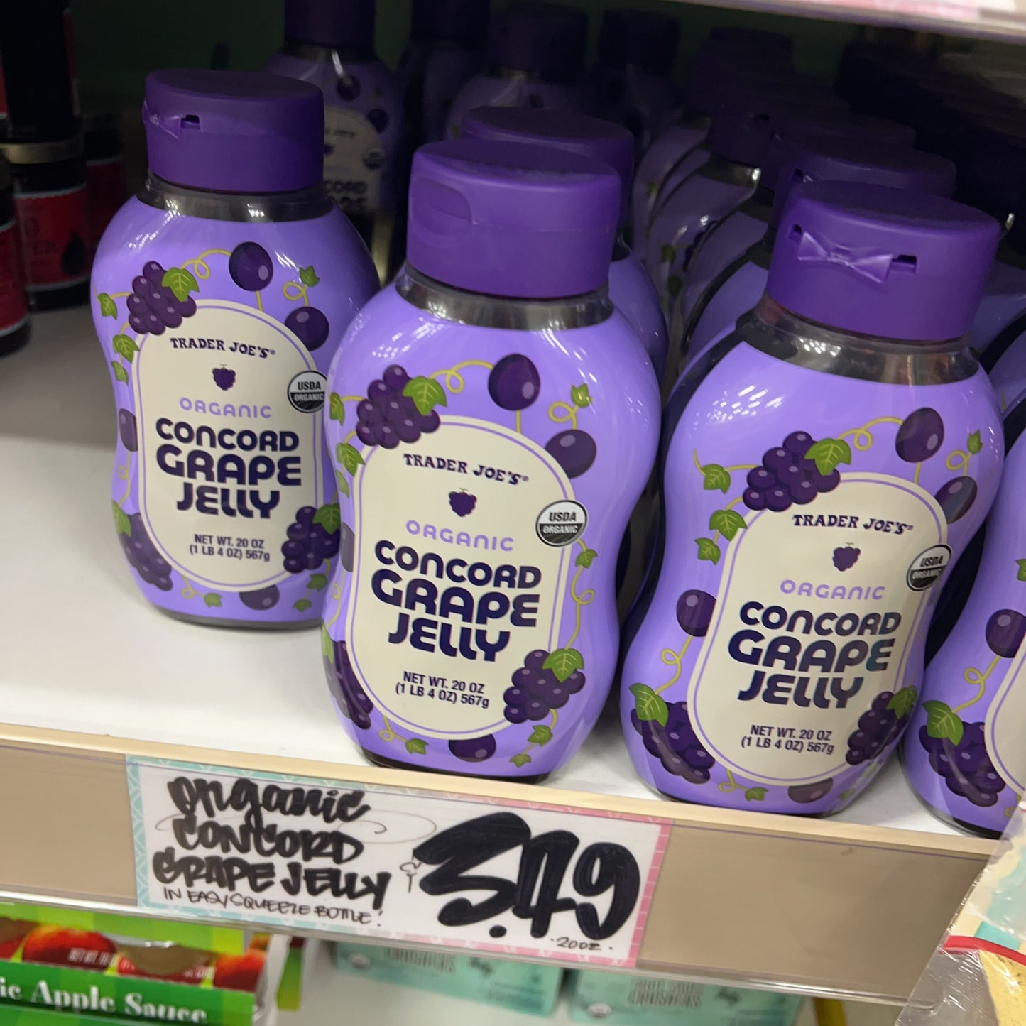 Trader Joe's Organic Concord Grape Jelly USDA Organic • Net Wt. 20 oz (567g)