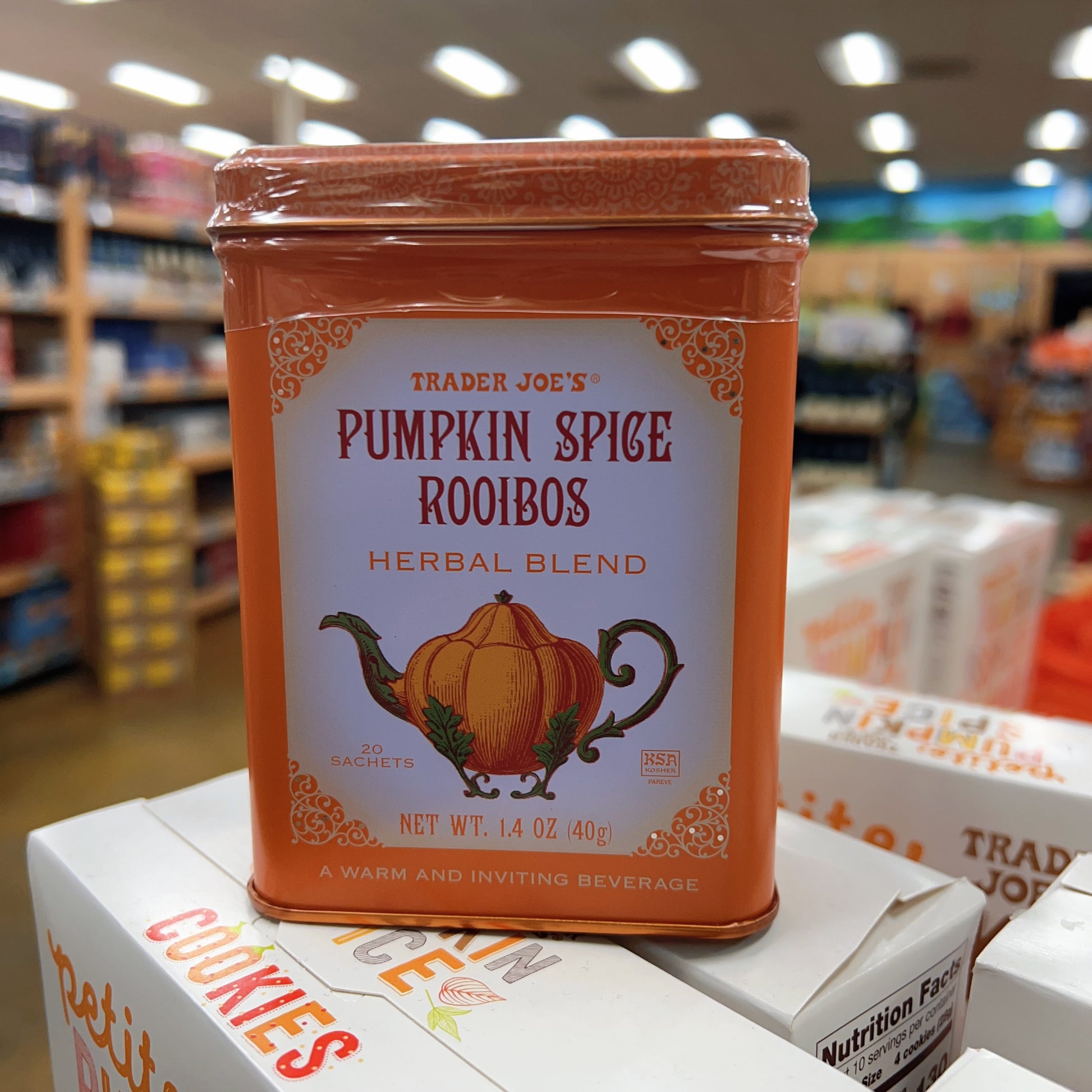 Trader Joe's Pumpkin Spice Rooibos Herbal Blend Tea Net Wt. 1.4 oz (40g)