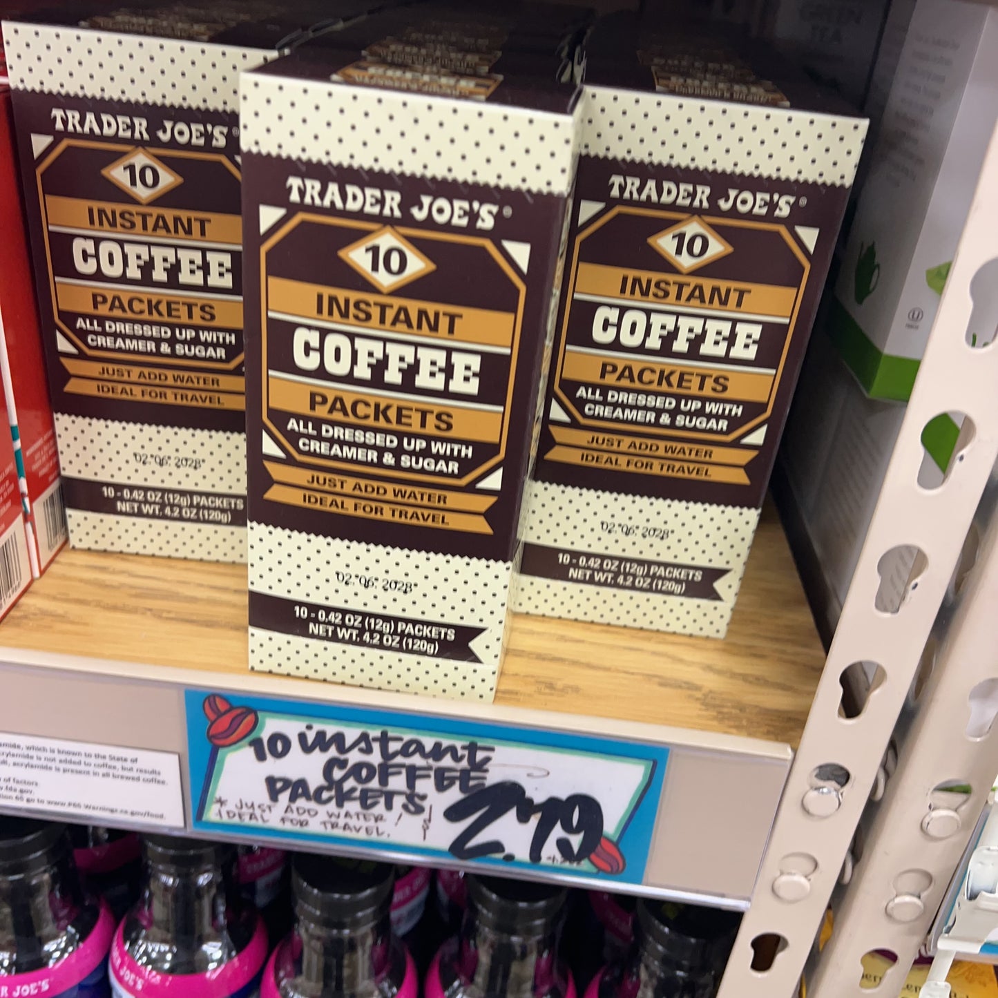 Trader Joe's Instant Coffee Packets with Creamer & Sugar 10 Packets • Net Wt. 4.2 oz (120g)