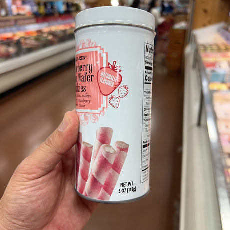 Trader Joe's Strawberry Baton Wafer Cookies 5 oz (142g) | Strawberry Crème | Metal Tin