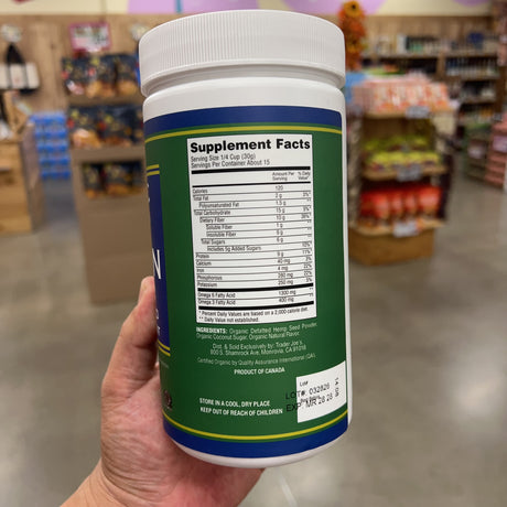 Trader Joe's Organic Hemp Protein Powder Vanilla Flavored 16 oz – package detail view 3