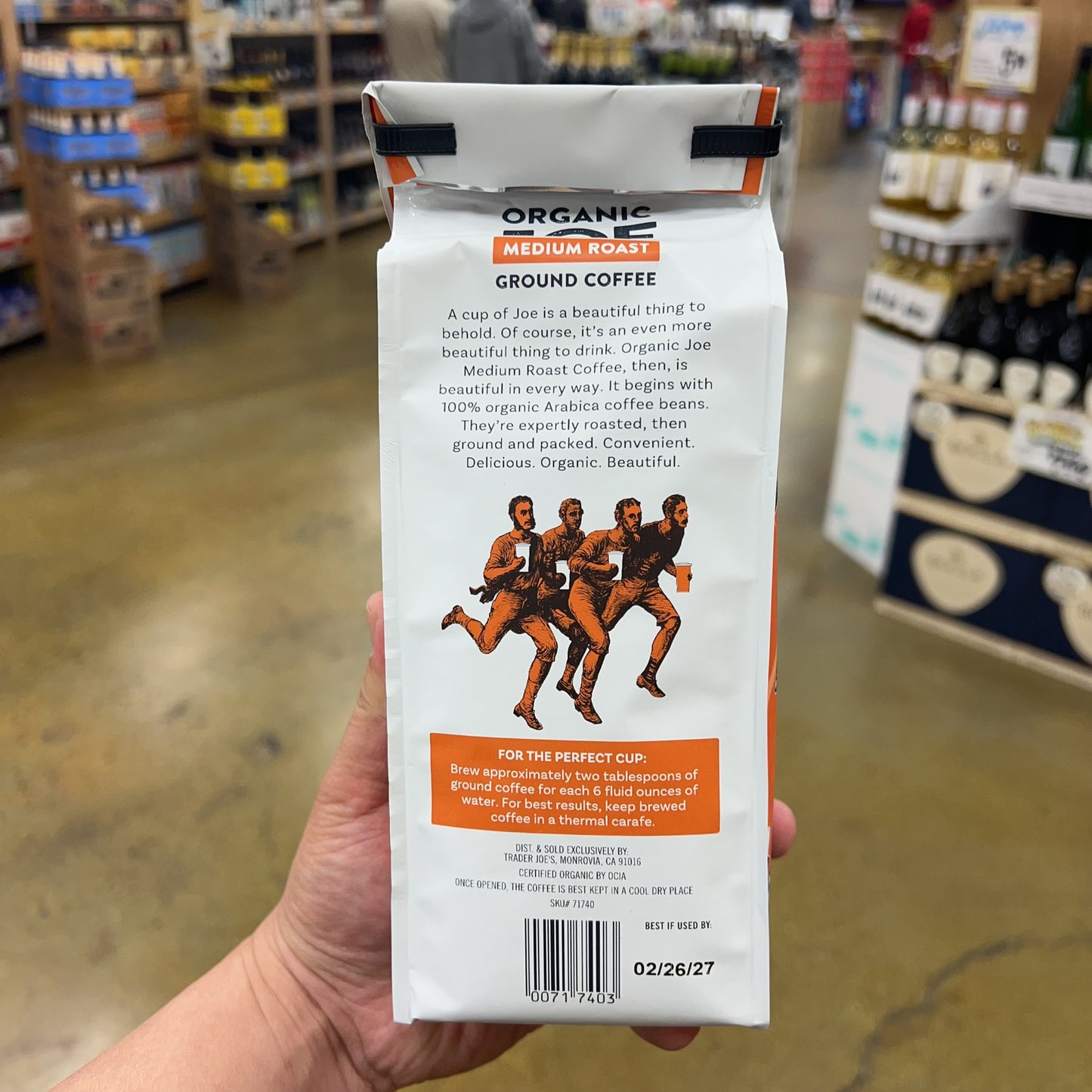Trader Joe's Organic Joe Medium Roast Ground Coffee Medium Roast • 100% Arabica Coffee • Net Wt. 14 oz (397g)