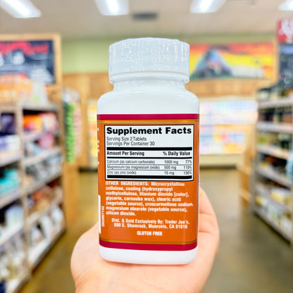 Trader Joe's Calcium Magnesium & Zinc Dietary Supplement 60 Tablets