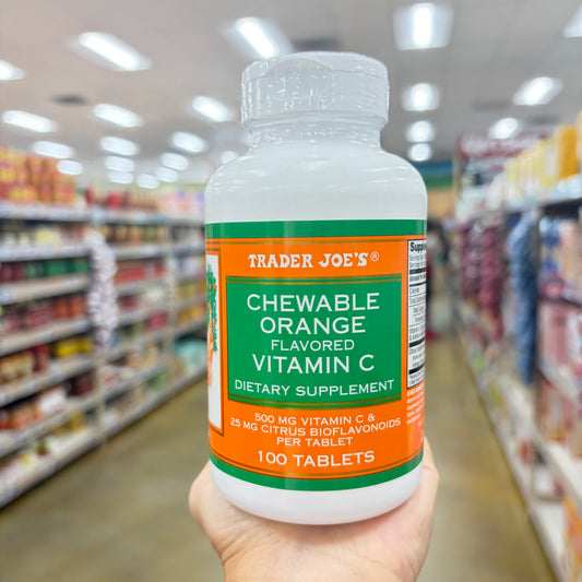 Trader Joe's Chewable Orange Flavored Vitamin C 500 mg Dietary Supplement 100 Tablets