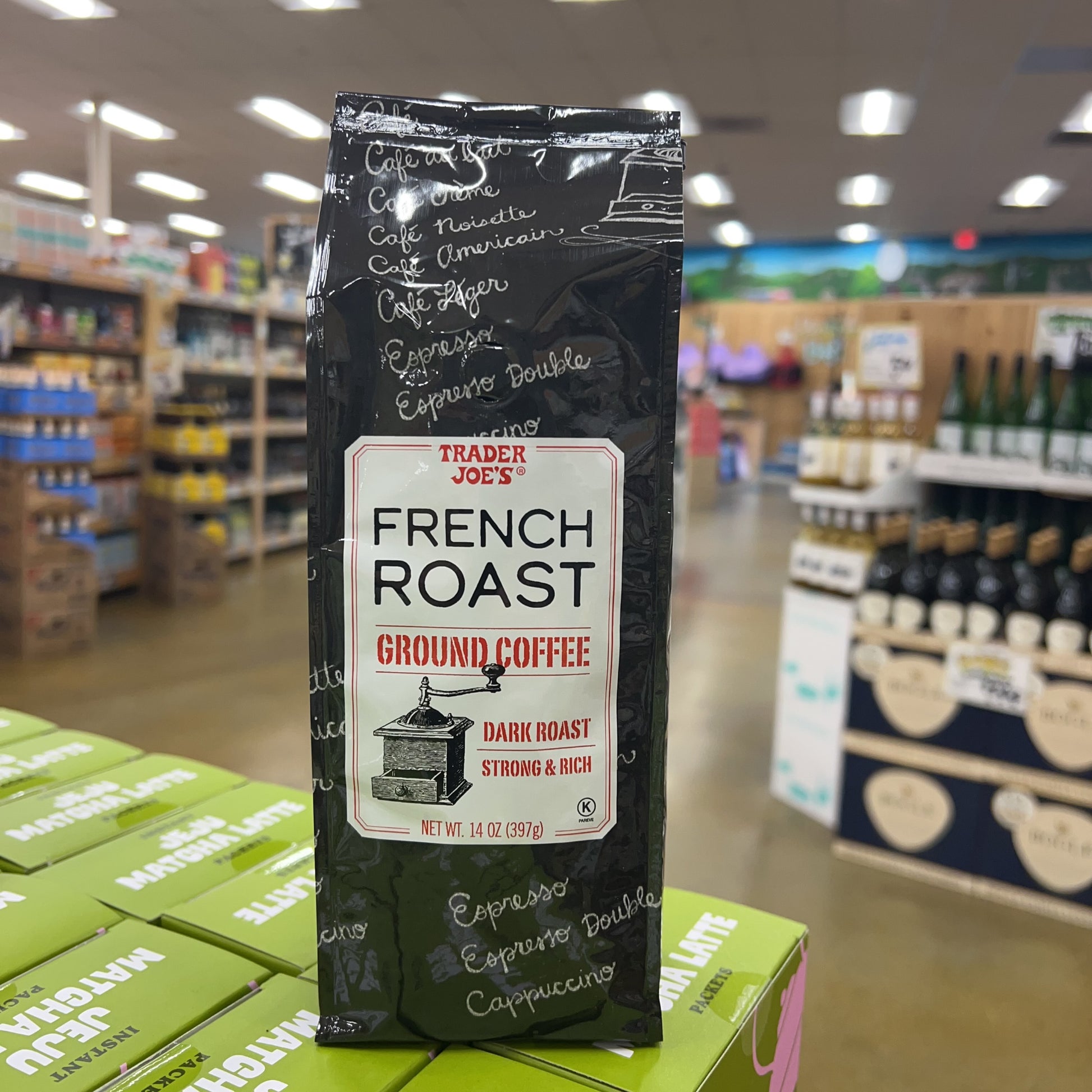 Trader Joe's French Roast Ground Coffee Dark Roast • Strong & Rich • Net Wt. 14 oz (397g)