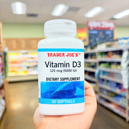 Trader Joe's Vitamin D3 125 mcg (5000 IU) Dietary Supplement 90 Softgels