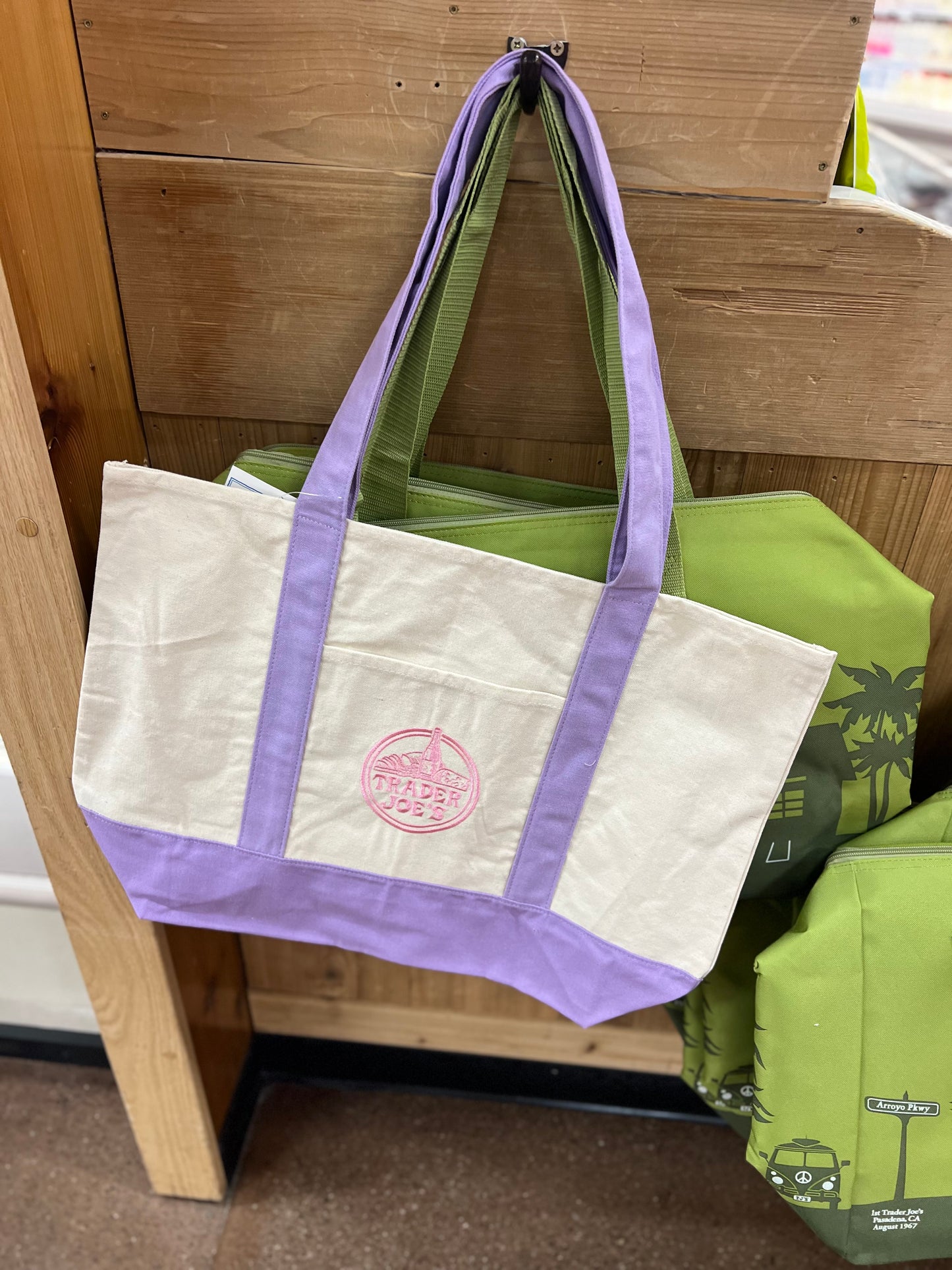 Trader Joe's Large Pastel Canvas Tote Bag 2026 Limited Edition Lavender Purple