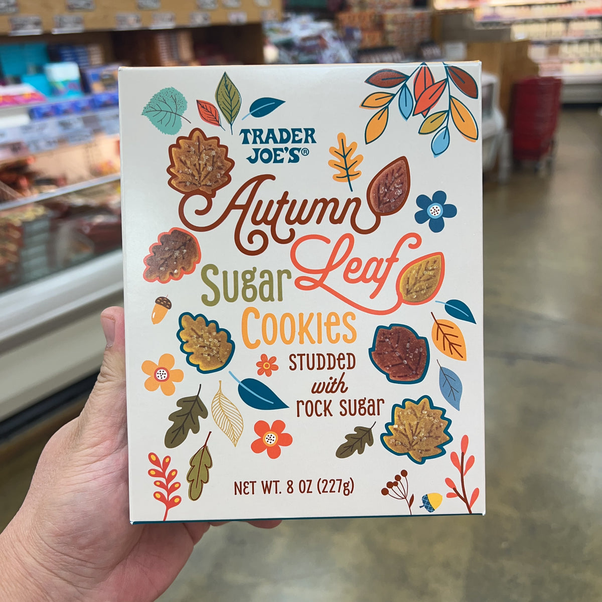Trader Joe's Autumn Sugar Leaf Cookies — front package view